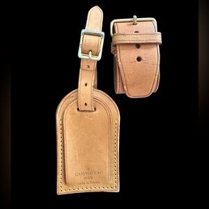 Authentic Louis Vuitton Vachetta Luggage Tag and Poignet